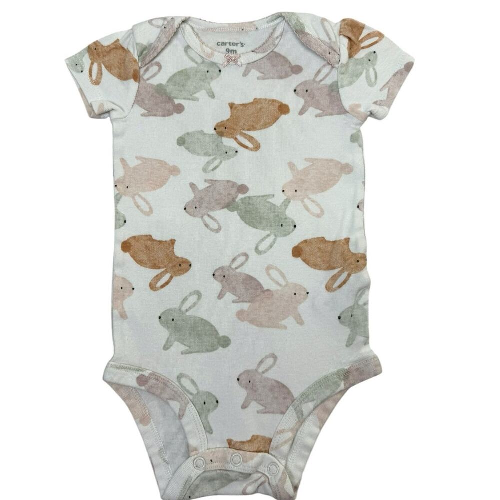 Carter's Bodysuit Bundle Baby Girl Bunnies Green 9 Months - Picture 4 of 9